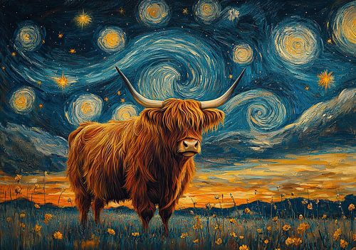 Schots Hoogland vee "Horn dreams: Schotse koe in wildernisstijl"