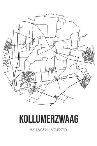 Kollumerzwaag (Fryslan) | Karte | Schwarz und Weiß