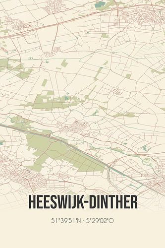 Vintage landkaart van Heeswijk-Dinther (Noord-Brabant)