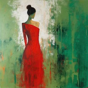 Frau im roten Kleid