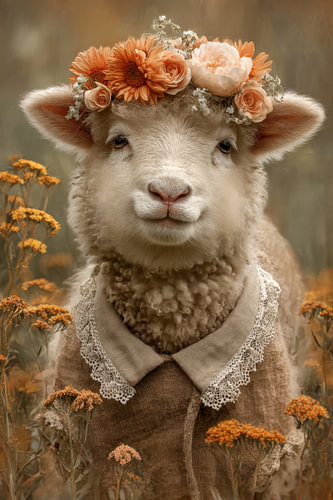 Lamb with Flowers – Dreamy in Peach