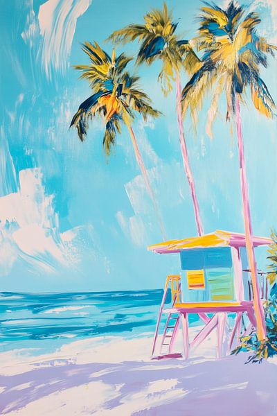 Beach and palm trees by Poster Art Shop