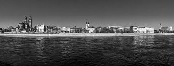 Magdeburg Panorama zwart-wit