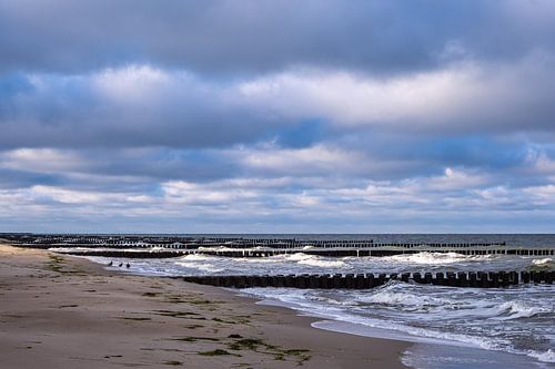 Groynes on the coast of the Baltic Sea on Fischland-Darß