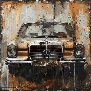 Graffiti Mercedes Benz Oldtimer surface rouillée sprayée