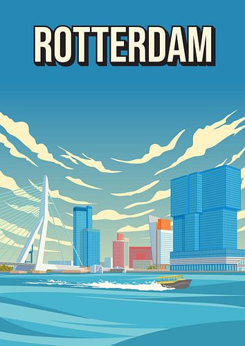 Rotterdam Stadsgezicht Reisposter - Vintage Reclamestijl