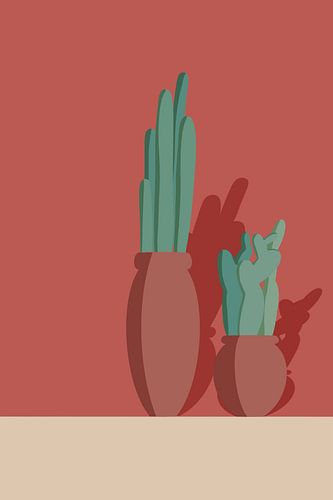 Illustration von Kakteen vor einem Terra-Hintergrund