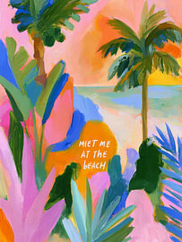 Meet Me at the Beach – Tropical Sunset Art