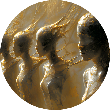 Abstracte kunst vrouwen portret brons goud beige opzettelijke invloed
