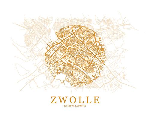 Gestylde plattgrond van Zwolle