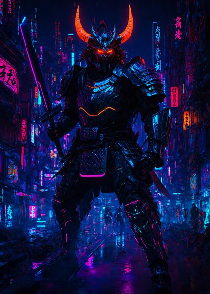 Style cyberpunk Daimyo de Neon Shadows Japon par Ruzerin