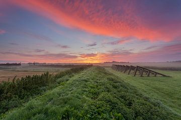 Sunrise Schokland, Flevoland, Pays-Bas.
