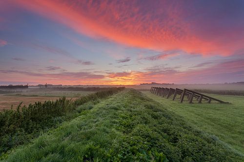 Sunrise Schokland, Flevoland, Netherlands.