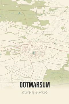 Carte ancienne d'Ootmarsum (Overijssel) sur Rezona