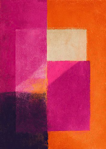 Geometrische Farbstudie in Pink und Orange