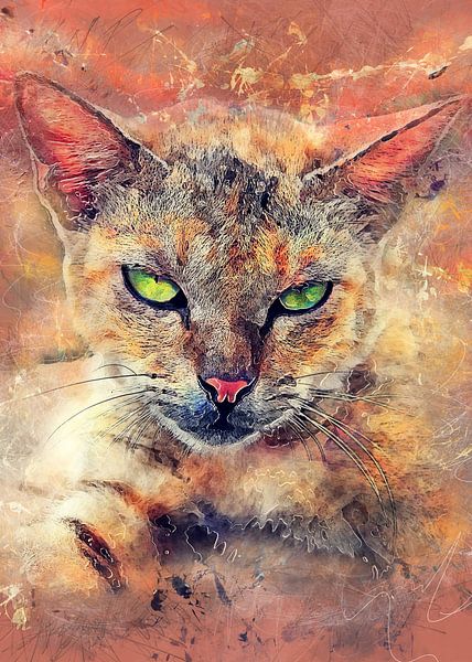Cat animal watercolor art #cat #kitten by JBJart Justyna Jaszke
