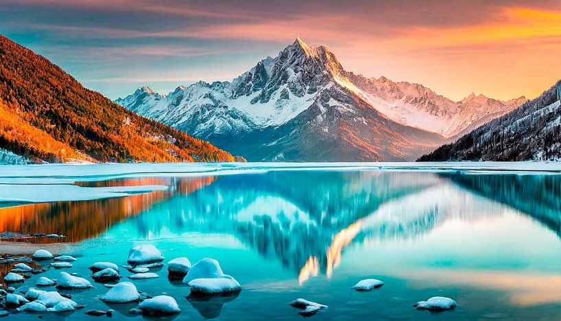 Landscape with lake and mountains by Mustafa Kurnaz