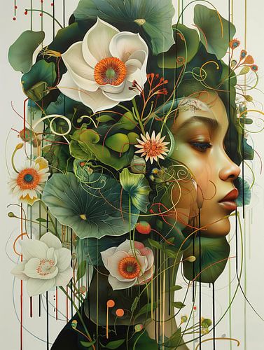 Woman with flowers by Bert Nijholt