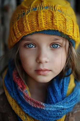 AI portrait with colours of Ukrainian flag