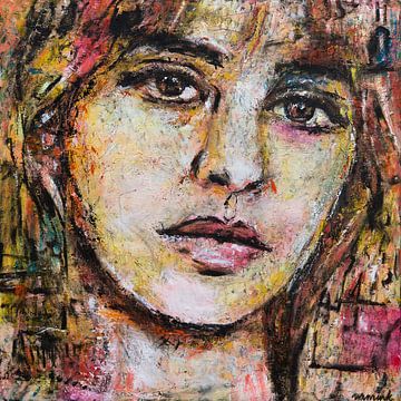 Painting portrait woman by Anja Namink - Paintings