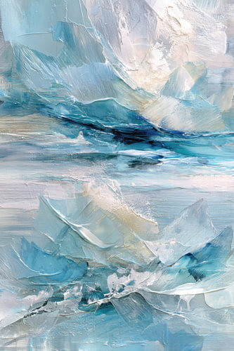 Eisblaues abstraktes Gemälde – Kraftvolles Eis