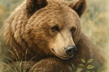 Bear portrait in soft nature by Art & Soul Creations