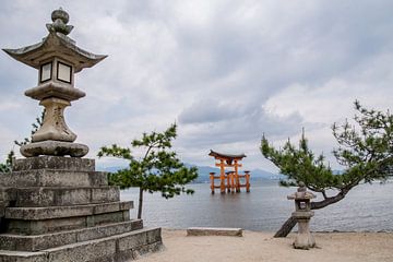 Oranje torii Miyajima Japan van Irene From