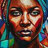 Frontal African woman painted with palette knife by Jan Keteleer