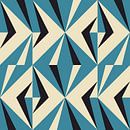 Retro-Geometrie mit Dreiecken im Bauhaus-Stil in Blau, Schwarz von Dina Dankers Miniaturansicht