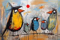 Vogelreihe | Bunte Vogelmalerei