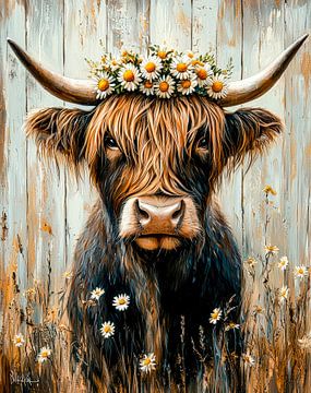 Kuh-Klang - Zomerse witte margrieten van Klaus Tesching - Art-AI