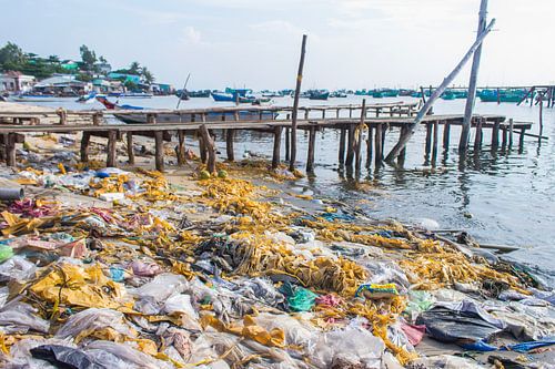 Garbage on a beach in Vietnam