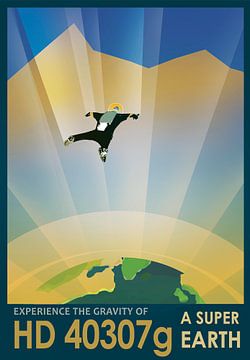 STK204705S-Experience the Gravity of a Super Earth in this retro space poster. by Stocktrek Images