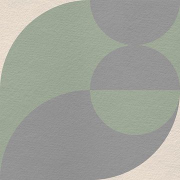 Moderne abstracte minimalistische kunst met geometrische vormen in retrostijl in grijs groen van Dina Dankers