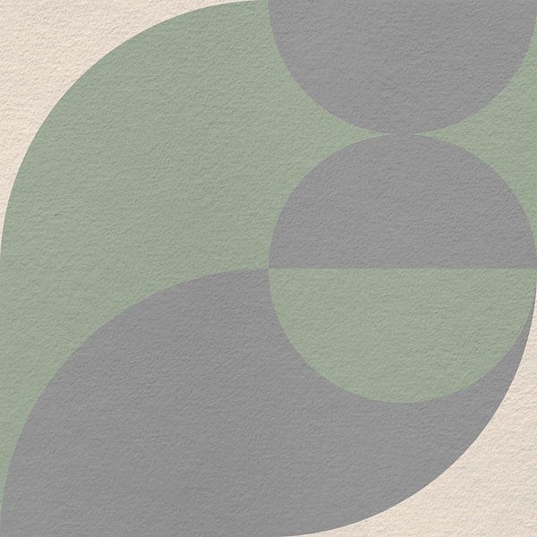 Moderne abstracte minimalistische kunst met geometrische vormen in retrostijl in grijs groen van Dina Dankers