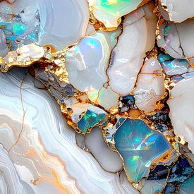 Opaal, parelmoer, marmer en goud – Drieluik A van AidasignArt