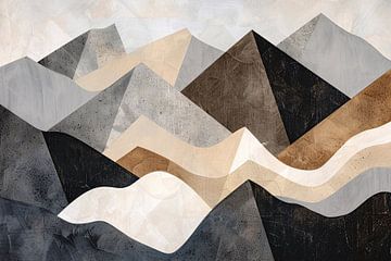Abstracte bergen in aardetinten minimalistisch design van De Muurdecoratie