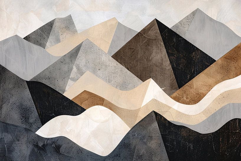 Abstract mountains in earth tones minimalist design by Art & Soul Creations