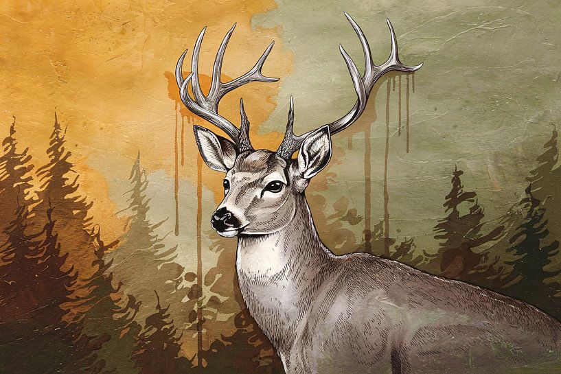 Geschmückter Hirsch in Waldumgebung von Imperial Art House