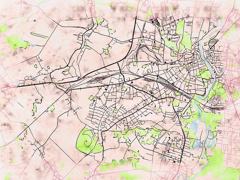 Karte von Görlitz im stil 'Soothing Spring' von Maporia