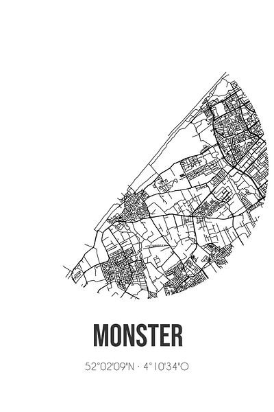 Monster (Zuid-Holland) | Landkaart | Zwart-wit van MijnStadsPoster
