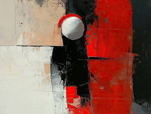 Art moderne Cercle rouge et noir