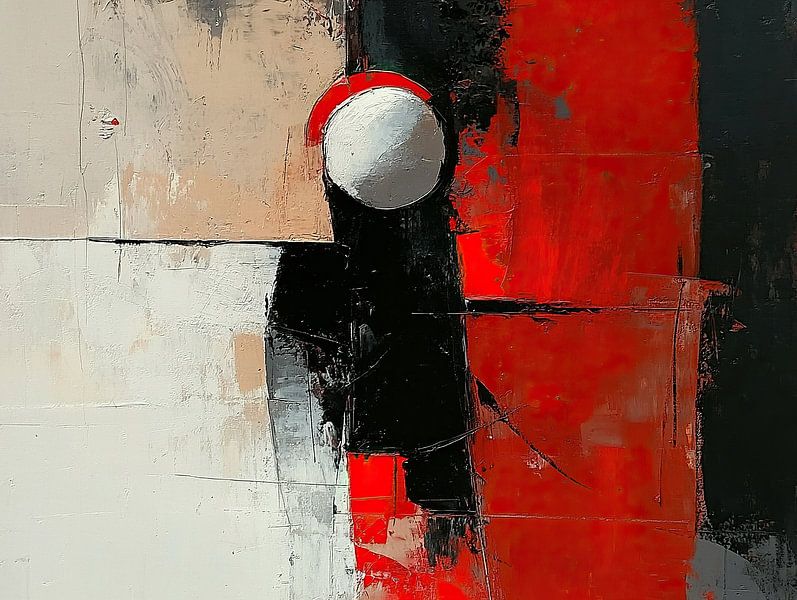 Moderne Kunst Rot Schwarz Kreis von Zen und Mehr