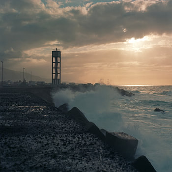 Waves crashing on the coast at Puerto de la Cruz, Tenerife
