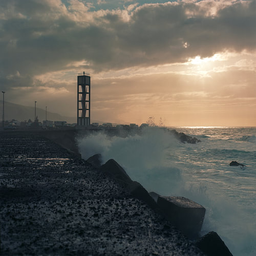 Waves crashing on the coast at Puerto de la Cruz, Tenerife