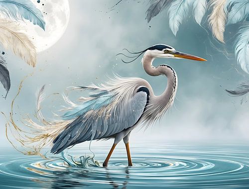 ? "Moon Reflection - The Ethereal Heron" ✨