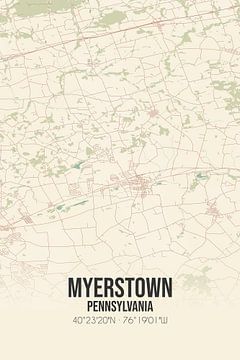 Carte ancienne de Myerstown (Pennsylvanie), USA. sur Rezona