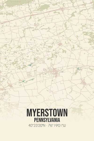 Vintage map of Myerstown (Pennsylvania), USA. by Prints of Place