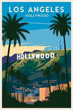 Los Angeles, Californië + Vintage Reisposter van Poster Art Shop