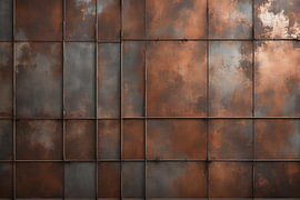 Rostiges Metallgitter im Industrial Style – Geometrisches Wandbild